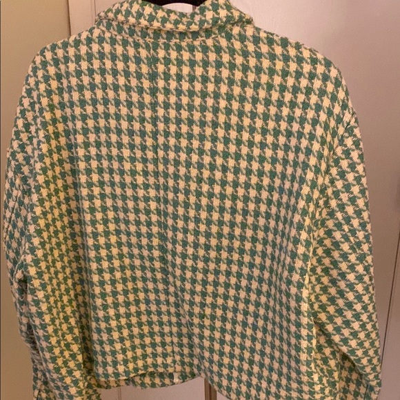 Anthropologie Green and White Houndstooth Blazer - Picture 6 of 7